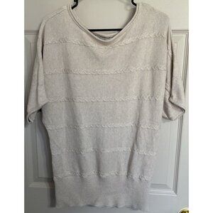 White House Black Market Cream Beige Ecru Knit Sweater Size Medium M Spring SS